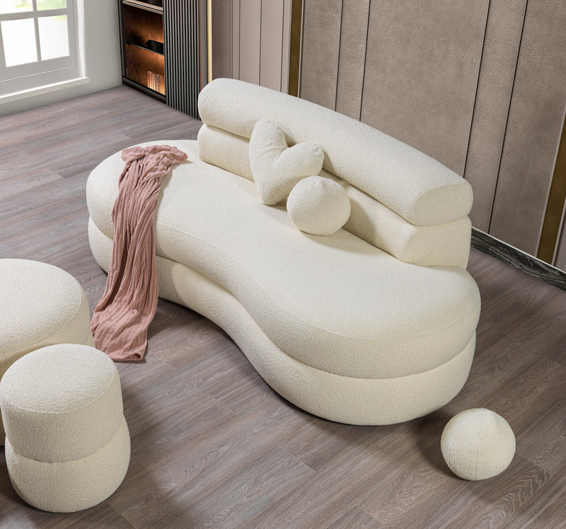 Larissa Ivory Boucle Loveseat - Gate FurnitureLoveseat
