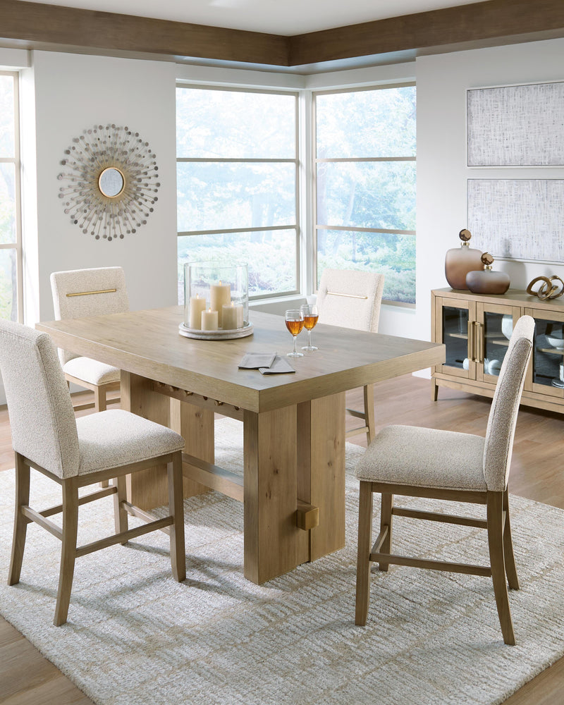 Lasinger Counter Height Dining Table and 4 Barstools in Light Brown - PKG026593