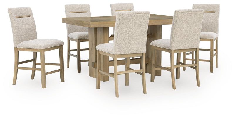 Lasinger Counter Height Dining Table and 6 Barstools in Light Brown - PKG026594