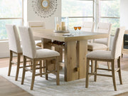 Lasinger Counter Height Dining Table and 6 Barstools in Light Brown - PKG026594