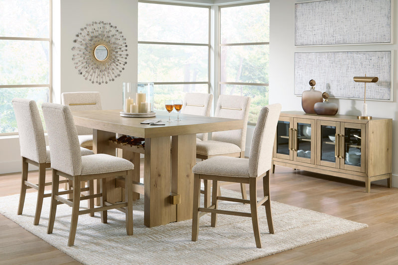 Lasinger Counter Height Dining Table and 6 Barstools in Light Brown - PKG026594