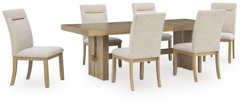 Lasinger Dining Table and 6 Chairs in Light Brown - PKG026592