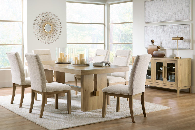 Lasinger Dining Table and 6 Chairs in Light Brown - PKG026592