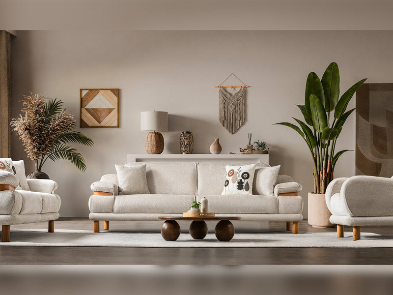 Latte 3-pieces (Sofa & Loveseat & Chair) Livingroom Set in Cream - 200-ST-LAT-HENRY06-321
