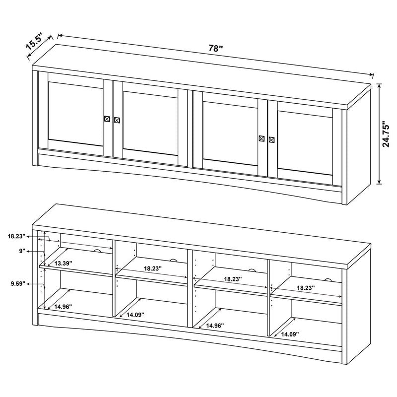 Laughlin 4-door Engineered Wood 78-inch TV Stand Dark Pine - 724123