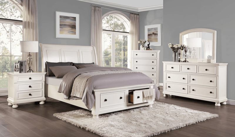 Laurelin White Sleigh Storage Platform Bedroom Set - Gate FurnitureBedroom Set