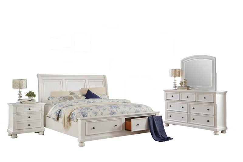 Laurelin White Sleigh Storage Platform Bedroom Set - Gate FurnitureBedroom Set