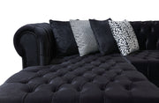 Lauren Black Velvet Double Chaise Sectional - LAURENBLACK-SEC