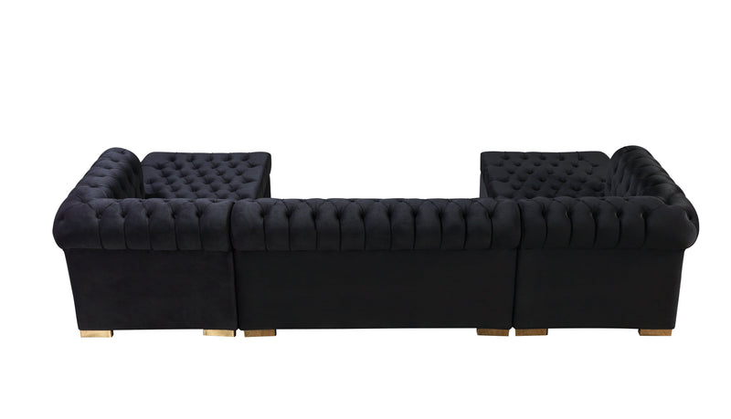 Lauren Black Velvet Double Chaise Sectional - LAURENBLACK-SEC
