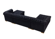 Lauren Black Velvet Double Chaise Sectional - LAURENBLACK-SEC