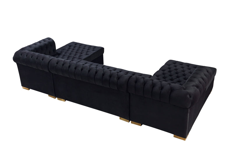 Lauren Black Velvet Double Chaise Sectional - LAURENBLACK-SEC
