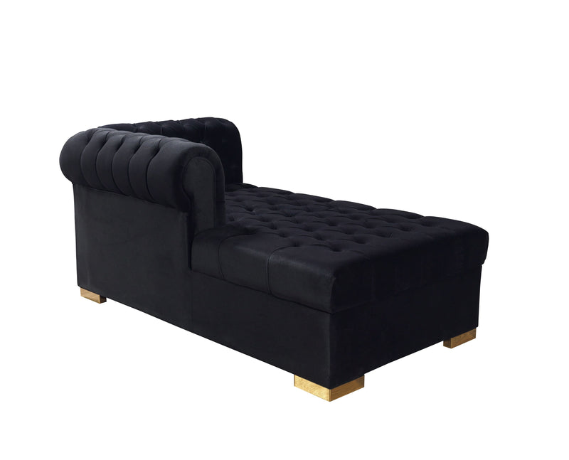 Lauren Black Velvet Double Chaise Sectional - LAURENBLACK-SEC