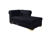 Lauren Black Velvet Double Chaise Sectional - LAURENBLACK-SEC