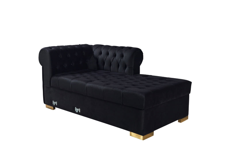 Lauren Black Velvet Double Chaise Sectional - LAURENBLACK-SEC