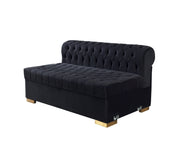 Lauren Black Velvet Double Chaise Sectional - LAURENBLACK-SEC