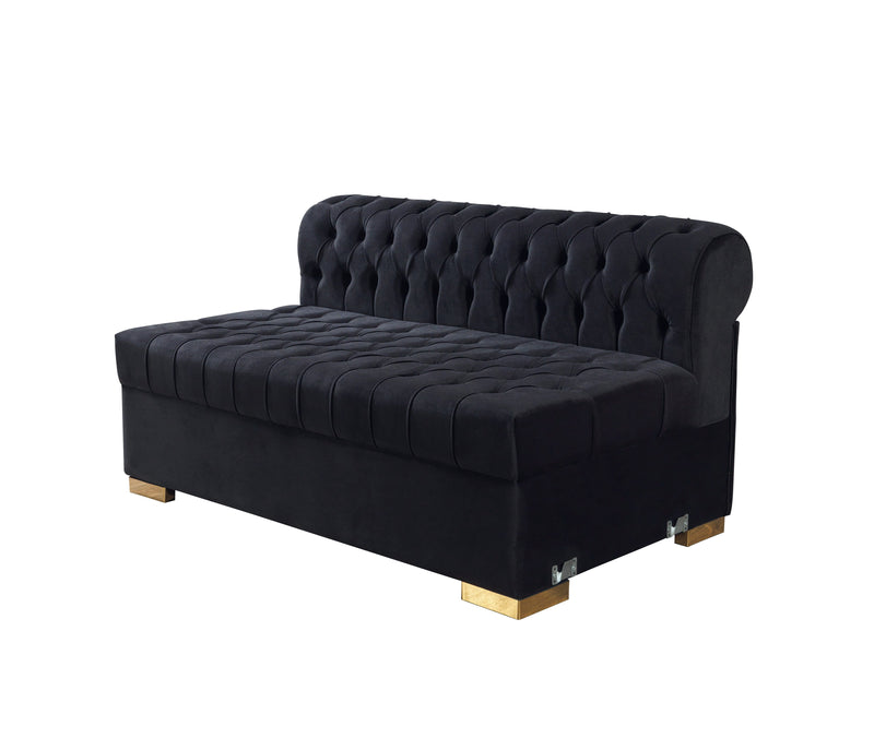 Lauren Black Velvet Double Chaise Sectional - LAURENBLACK-SEC
