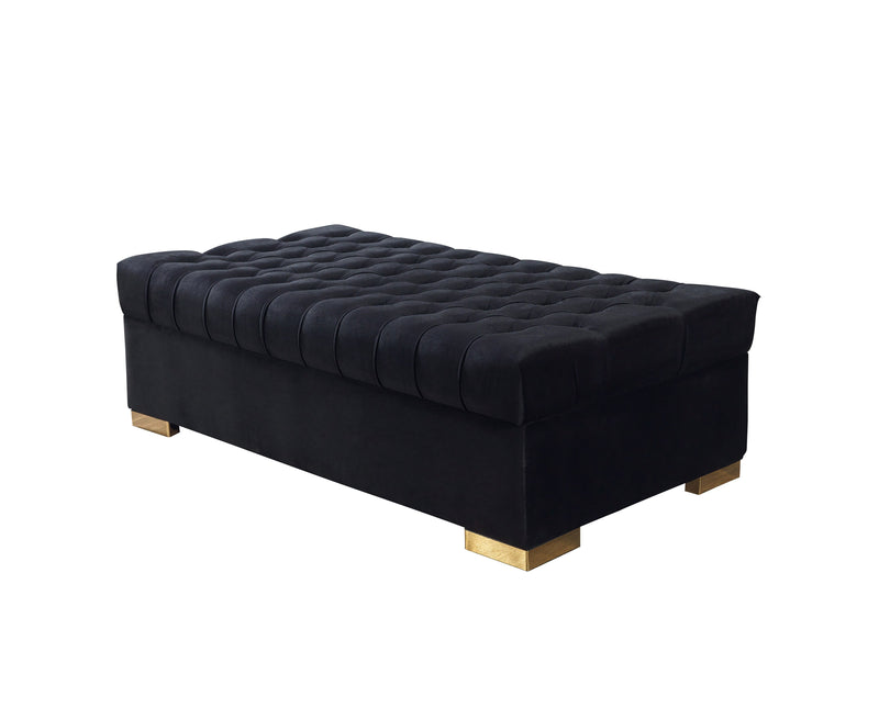 Lauren Black Velvet Double Chaise Sectional - LAURENBLACK-SEC