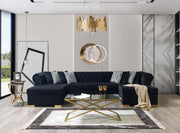 Lauren Black Velvet Double Chaise Sectional - LAURENBLACK-SEC