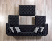 Lauren Black Velvet Double Chaise Sectional - LAURENBLACK-SEC