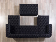 Lauren Black Velvet Double Chaise Sectional - LAURENBLACK-SEC