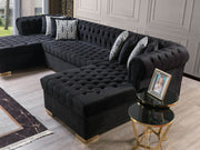 Lauren Black Velvet Double Chaise Sectional - LAURENBLACK-SEC