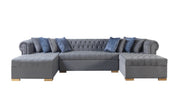 Lauren Gray Velvet Double Chaise Sectional - LAURENGRAY-SEC