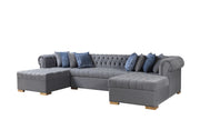 Lauren Gray Velvet Double Chaise Sectional - LAURENGRAY-SEC