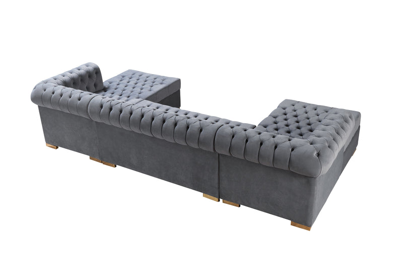 Lauren Gray Velvet Double Chaise Sectional - LAURENGRAY-SEC