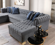 Lauren Gray Velvet Double Chaise Sectional - LAURENGRAY-SEC