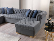 Lauren Gray Velvet Double Chaise Sectional - LAURENGRAY-SEC