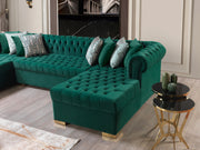 Lauren Green Velvet Double Chaise Sectional - LAURENGREEN-SEC