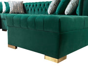 Lauren Green Velvet Double Chaise Sectional - LAURENGREEN-SEC