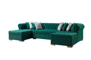Lauren Green Velvet Double Chaise Sectional - LAURENGREEN-SEC