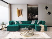 Lauren Green Velvet Double Chaise Sectional - LAURENGREEN-SEC