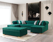 Lauren Green Velvet Double Chaise Sectional - LAURENGREEN-SEC