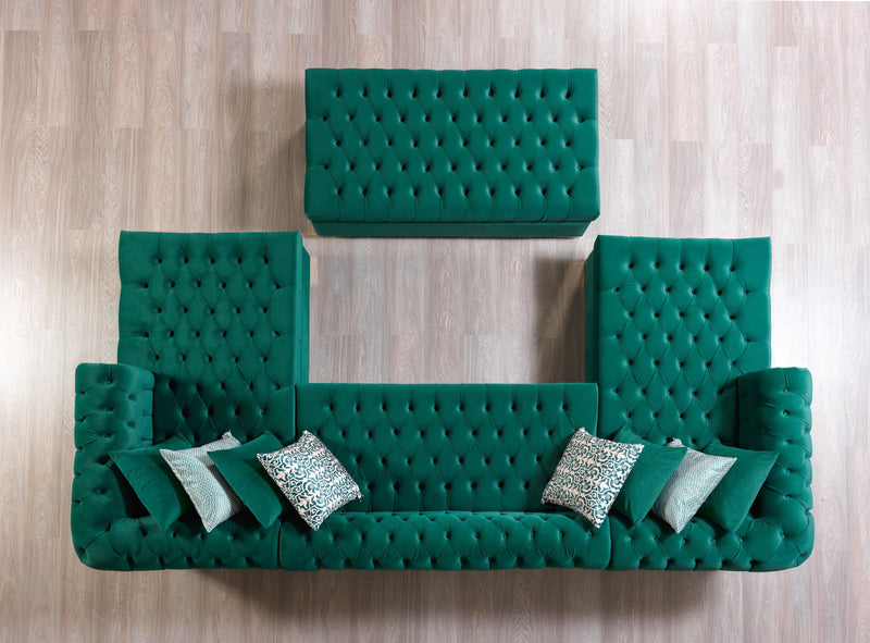 Lauren Green Velvet Double Chaise Sectional - LAURENGREEN-SEC