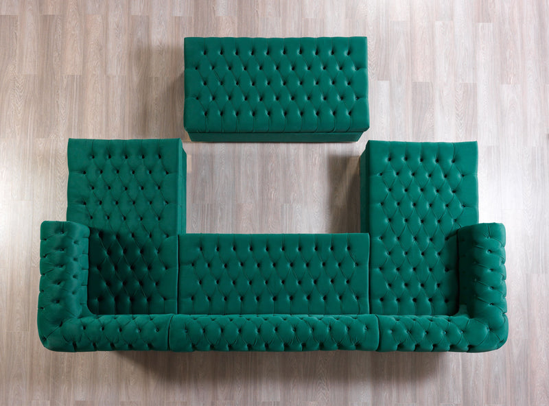 Lauren Green Velvet Double Chaise Sectional - LAURENGREEN-SEC