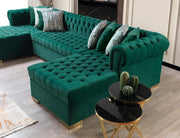 Lauren Green Velvet Double Chaise Sectional - LAURENGREEN-SEC