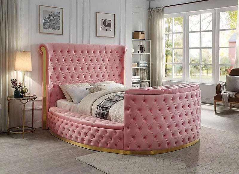 Lauren King Pink Platform TV Bed - Gate FurnitureKing Bed
