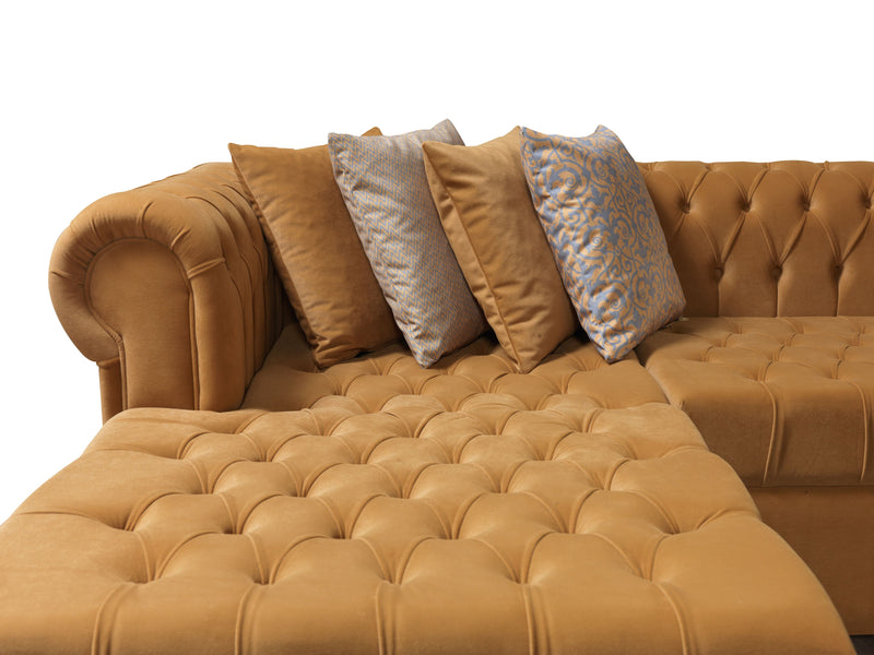 Lauren Mustard Velvet Double Chaise Sectional - LAURENMUSTARD-SEC