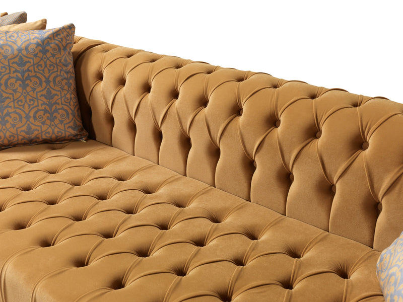 Lauren Mustard Velvet Double Chaise Sectional - LAURENMUSTARD-SEC