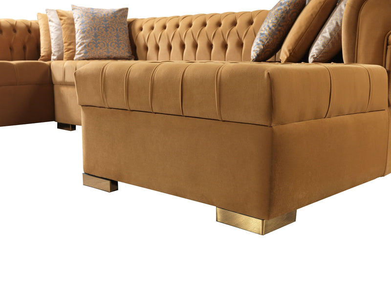 Lauren Mustard Velvet Double Chaise Sectional - LAURENMUSTARD-SEC