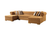 Lauren Mustard Velvet Double Chaise Sectional - LAURENMUSTARD-SEC