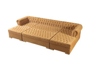 Lauren Mustard Velvet Double Chaise Sectional - LAURENMUSTARD-SEC