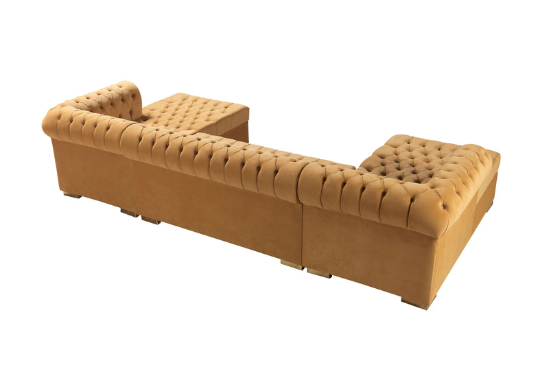 Lauren Mustard Velvet Double Chaise Sectional - LAURENMUSTARD-SEC