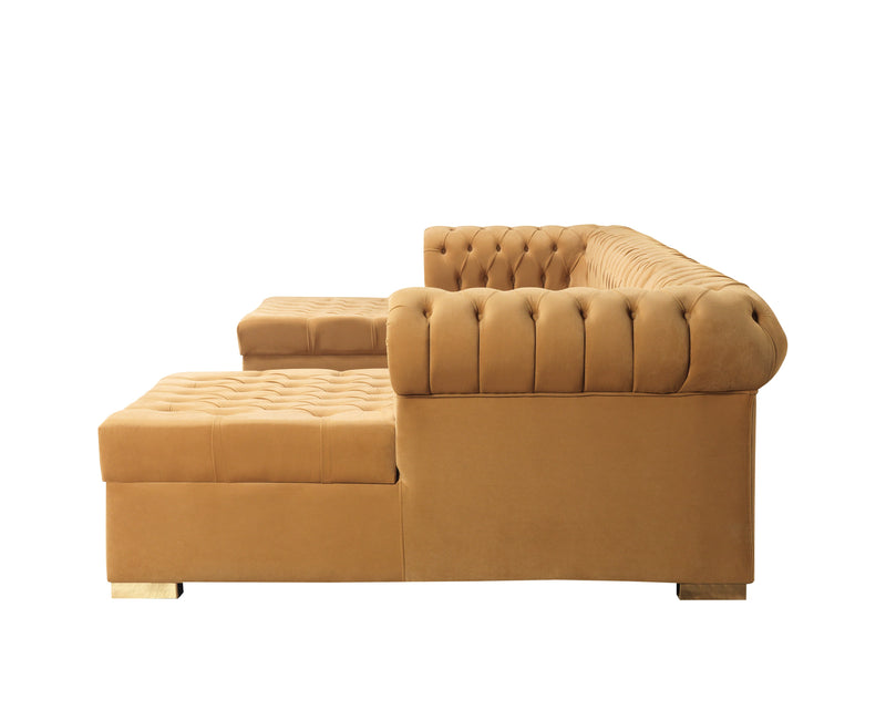 Lauren Mustard Velvet Double Chaise Sectional - LAURENMUSTARD-SEC