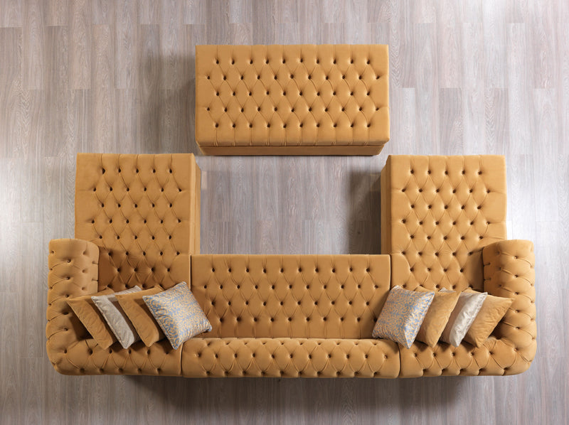 Lauren Mustard Velvet Double Chaise Sectional - LAURENMUSTARD-SEC