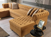 Lauren Mustard Velvet Double Chaise Sectional - LAURENMUSTARD-SEC