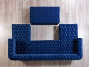 Lauren Navy Velvet Double Chaise Sectional - Gate FurnitureSectional