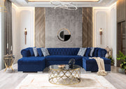 Lauren Navy Velvet Double Chaise Sectional - Gate FurnitureSectional